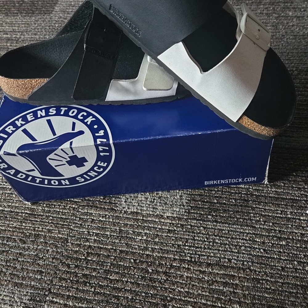 Birkenstock Two-Tone Black and White Sandals